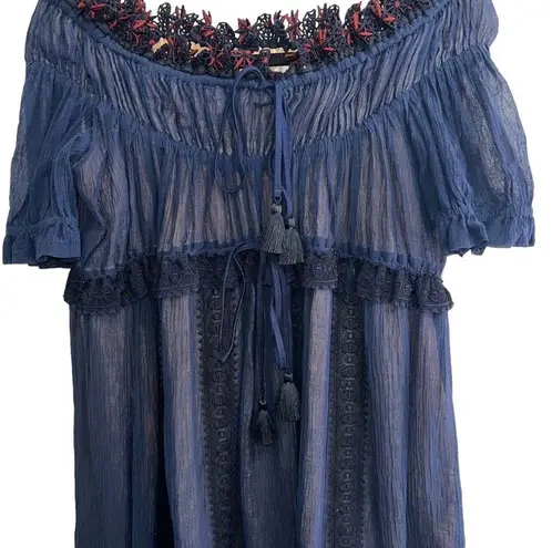 Chloé NEW NWT Chloe Off The Shoulder Contrast Hem Dress In Navy & Pink