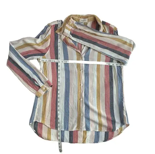 Bella Dahl vertical rainbow striped casual comfy classic button down Mykonos XL