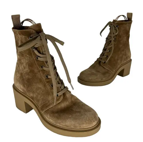 Gianvito Rossi  Foster 45mm Suede Lace Up Boots in Beige