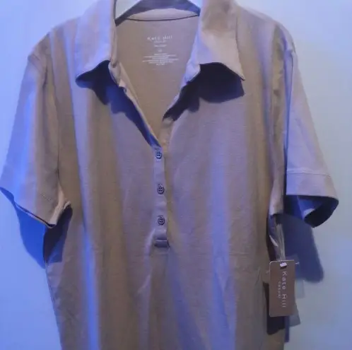 Kate Hill Beige Sand Polo Top Shirt sz medium