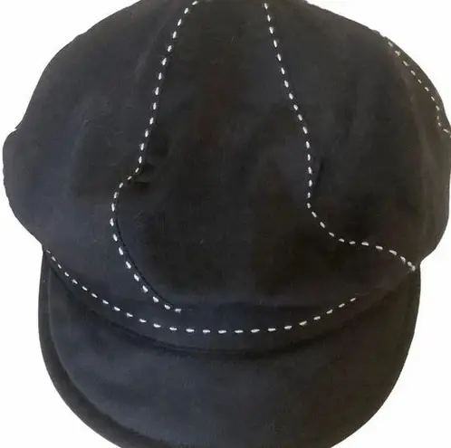 Bebe Black  hat satin cap cotton one size black with white stitching