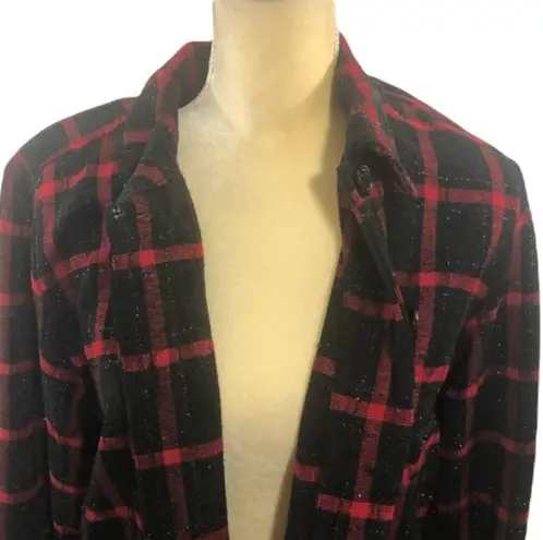 Christopher & Banks Vintage 90’s  Black Red Plaid Glitter Blazer Jacket Size M