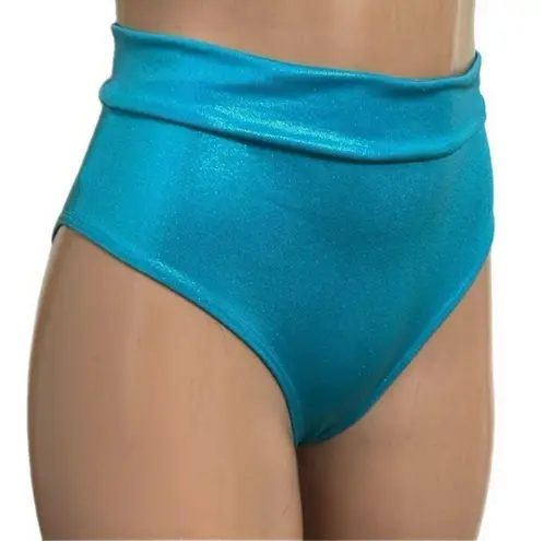 Lux LA NWOT Metallic Turquoise Boue High Waisted Bikini Bottom Size Medium