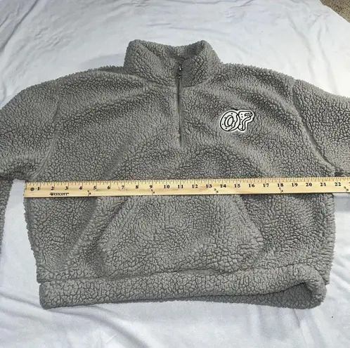 Odd Future Women’s Cropped Sherpa Half Zip Gray M Medium Zumiez