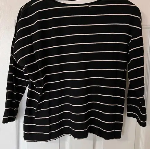 ZARA  Basics Black and White Stripes Quarter Sleeve Shirt