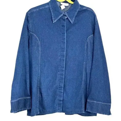 Women's Randall Jordan Denim Blouse 97% Cotton 3% Spandex 20W Sku 2694 Blue