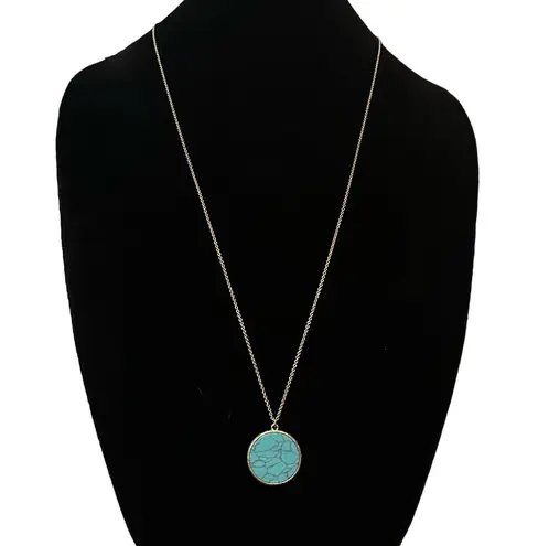 Ralph Lauren Long Turquoise Agate Pendant Necklace