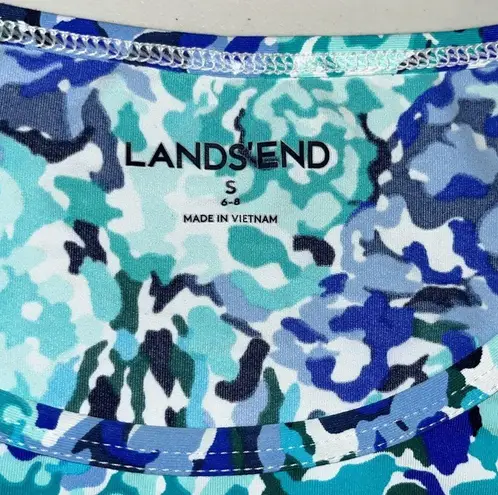 Lands'End Lands’ End Size S 6-8 Blue Floral Long Sleeve Swim Rash Guard Cover-Up Shirt