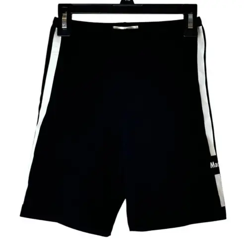 Madhappy Shorts Women XS Black White Cotton Stripes Logo Bike Shorts Athletic