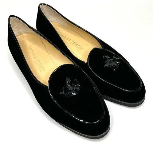 Bottega Veneta Velvet Tassel Loafers Black Size 39 8.5