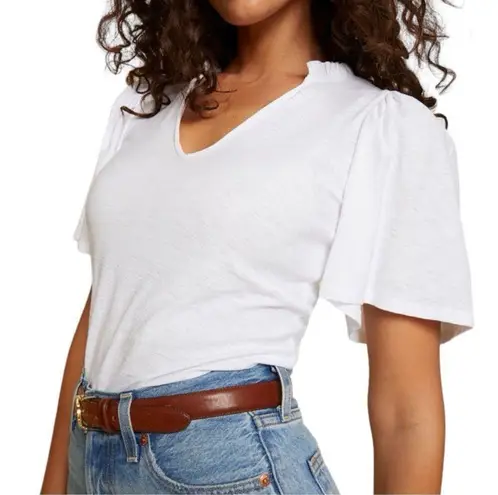 Nation Ltd Tierra Flirty Flutter Sleeve Tee in White