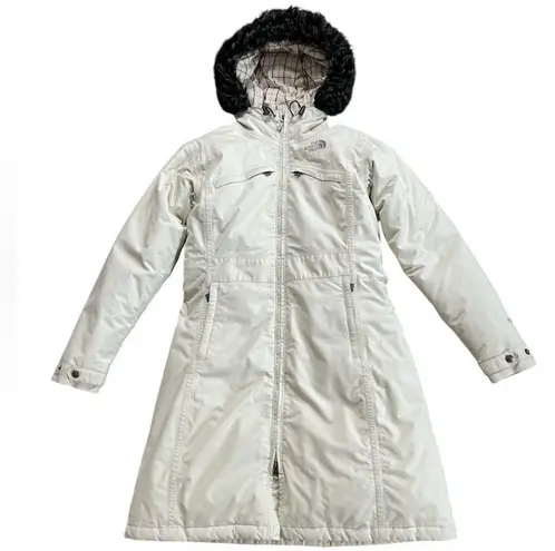 The North Face Women’s  Cream Hyvent Down Parka Faux Fur Hood size Small