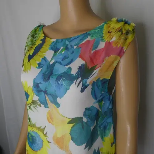 Alice + Olivia  Sunflower Floral Print Silk Blouse