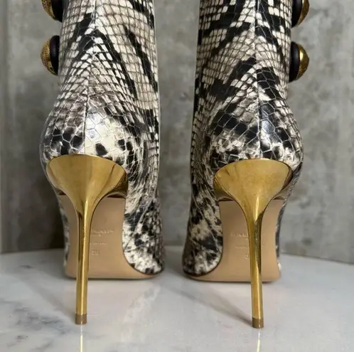 Balmain Alma Snake-Effect Leather Ankle Boots