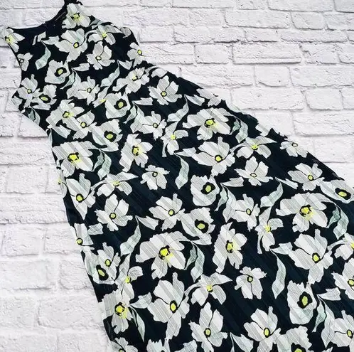 Banana Republic  Maxi Dress Size 2 Petite Black White Floral Lined Sleeveless