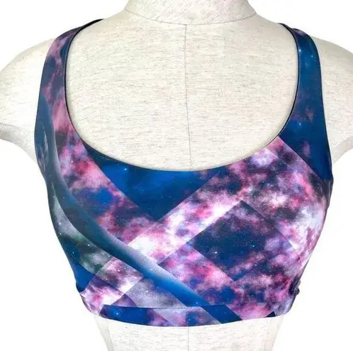 Onzie pink purple galaxy sports bra
