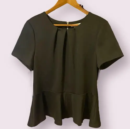 WD•NY WD.NY Short Sleeve Peplum Blouse with Back Exposed Zipper in Black - size XL