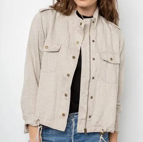 Rails Collins Linen Blend Utility Jacket White Mini Cheetah print size S