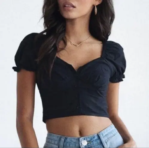 Princess Polly  ABE CROP TOP BLACK