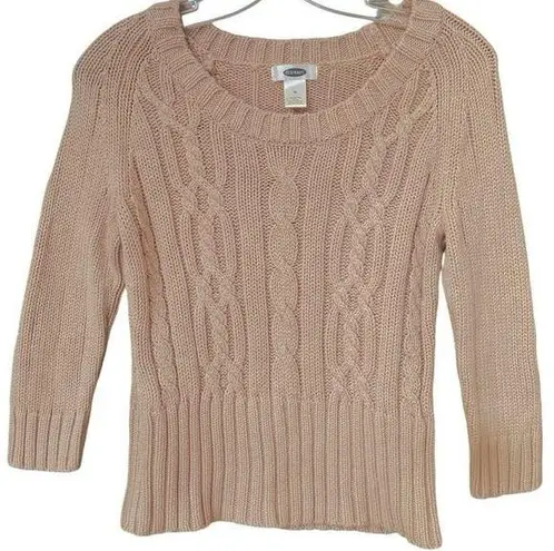 VTG. Old Navy Cable Knit Sweater Pullover Long Sleeve Tan M Gorpcore Academia Size M