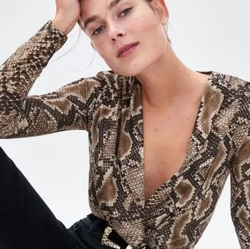 ZARA  Snakeskin Wrap Bodysuit NEW Size Small