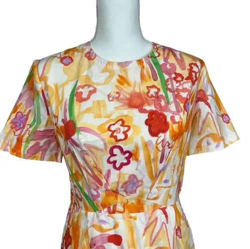 NWT Marni Women's Nectarine Waterfall Comp Poplin Dress Size 42 IT Orange