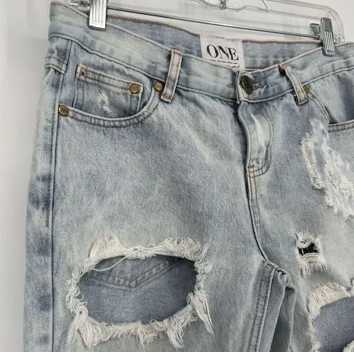 One Teaspoon ONE By  Awesome Baggies Jeans Light Wash Ripped Mid Rise Size 26