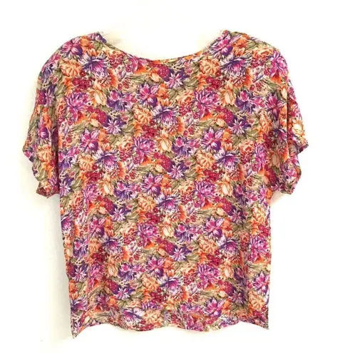 Vintage tangerine floral crewneck blouse M Pink Size M