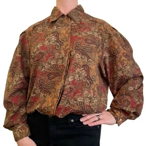 Bill Blass Vintage Paisley Puff Sleeve Blouse