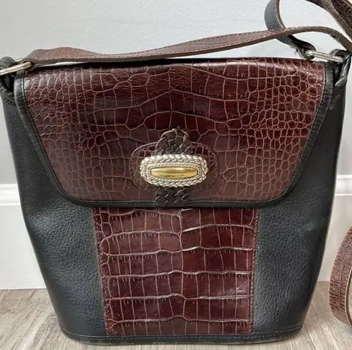 Brighton  Bucket Bag Purse Croc Embossed Leather