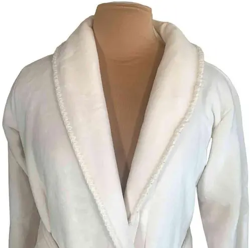 Pottery Barn  Robe White Ultra Plush Spa Style Terrycloth Embroidered Detail