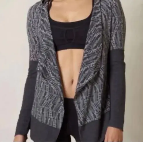 prAna Graceful Open Wrap Hooded Moonrock Cardigan in Grey Size S