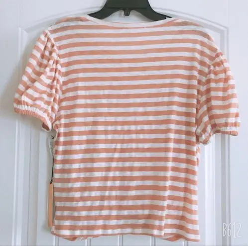 June and Hudson Cropped Top Twist Front Cotton Blend Striped Size XL NWT