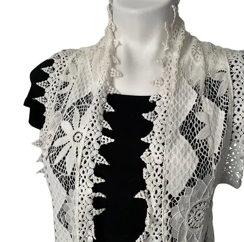 Poof! POOF Francescas White Crochet Boho Tunic Vest Festival Hippie