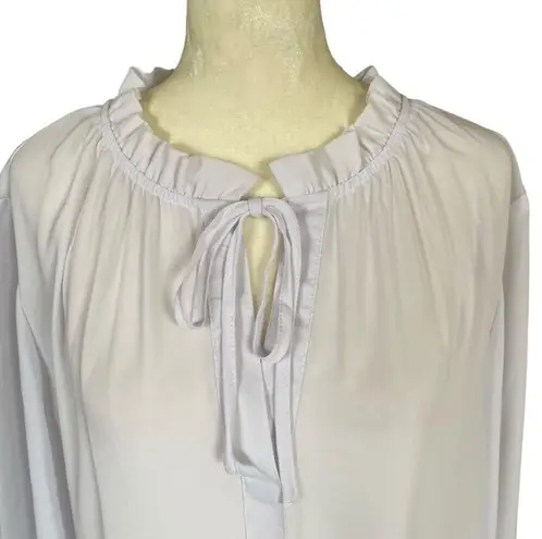 Counterparts women's size XL long sleeve white blouse ruffle neckline front tie