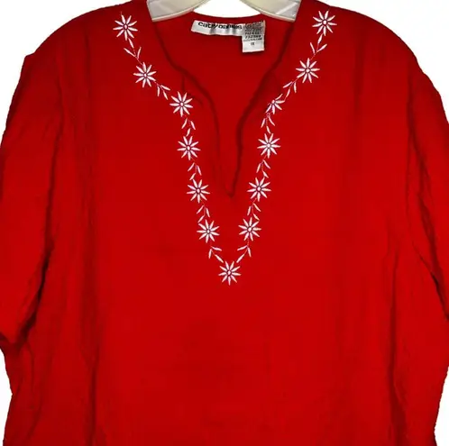 Cathy Daniels  Red Embroidered Top