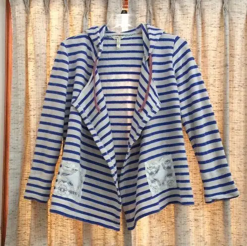 Matilda Jane Blue Stripe Midway Hooded Cardigan