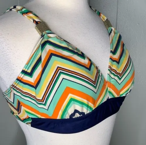 Alex Marie Retro Multicolor Chevron Print Swim Bikini Top Size 10