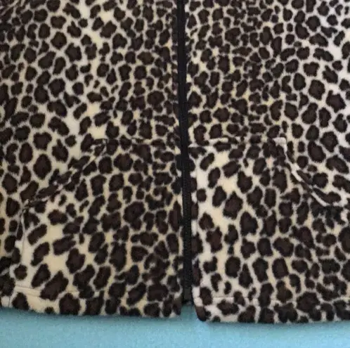 LA FETE Cheetah print vintage vest mandarin collar pouch pockets NEW size L Size L