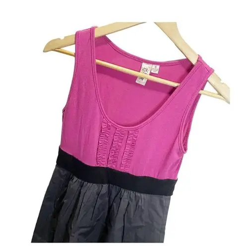 L8ter  Dress Y2K Size S Pink Gray Short Sleeveless A-line Colorblock Tuxedo Ruffl