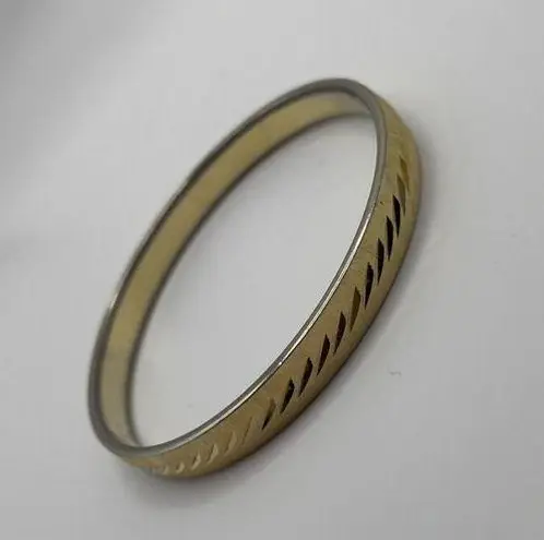 Monet Signed  Costume Jewelry Gold Tone Bangle Bracelet Etched Look