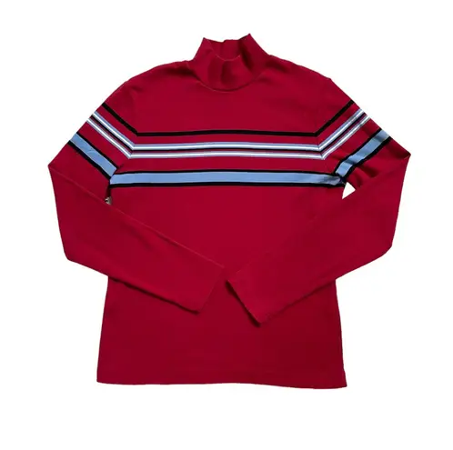 Y2k striped cowlneck red long sleeve shirt