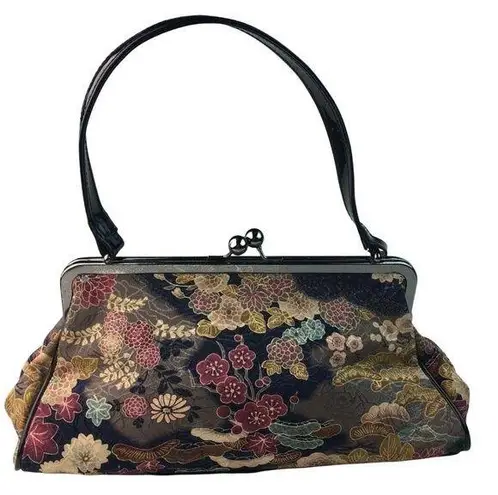 Bueno Womens Fabric Carpetbagger Handbag Floral Purse Kiss Lock Clasp U Short Ha