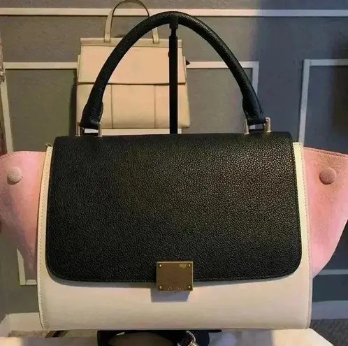 CELINE  Trapeze Two way black, white and pink color authentic hand bag. thumbnail 1
