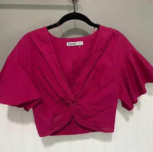 ZARA Pink Crossover Crop Top