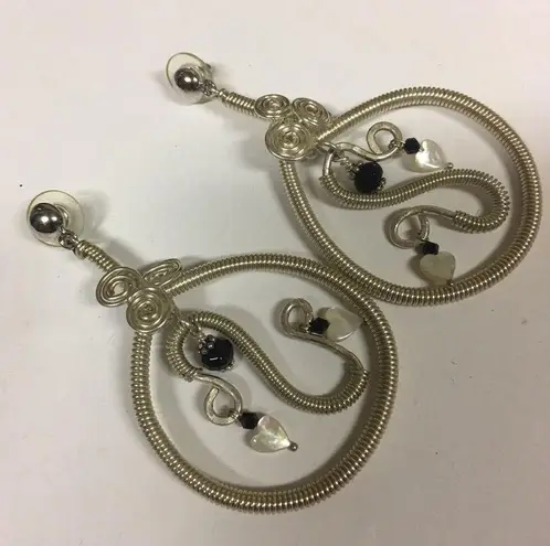 Costume Earrings Pierced Large Silver Tone Dangle