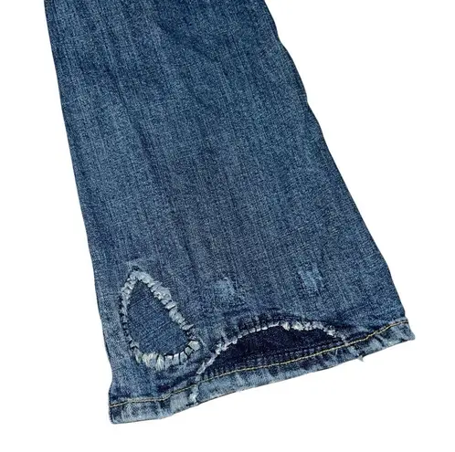 Gadzooks Vintage Y2K Embroidered Appliqué Denim Flare Jeans size 27 Blue