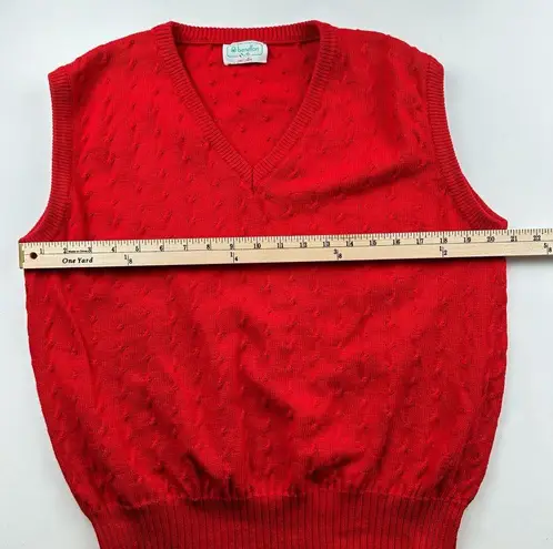 United Colors Of Benetton Benetton Sweater Vest Red Pullover Vintage 80s V-Neck Cotton Women's 48 US 12