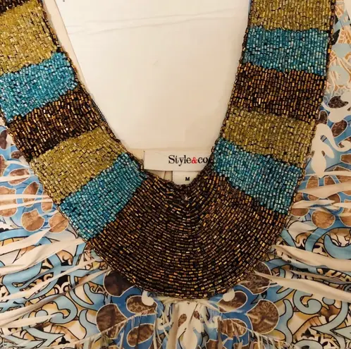 Style & Co Multicolor Beaded Halter Top