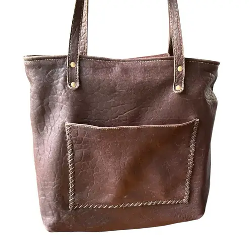 Myra Leather and Hairon Shoulder Tote Bag Brown